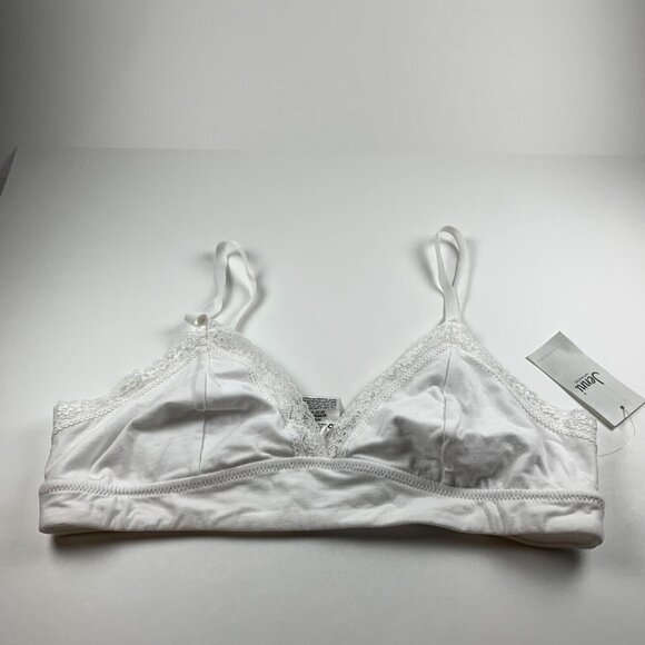 Jenni Women's Adjustable Strap Lace Trim White Knit Pullover Bralette Size L NWT - Picture 1 of 7
